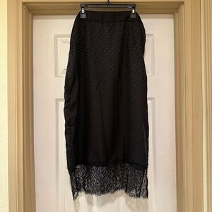 Black Leopard print midi skirt